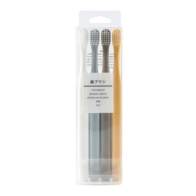 4-pack of toothbrushes for adults, small head, soft bristles, suitable for family, couples, and home use to prevent gum bleeding.
